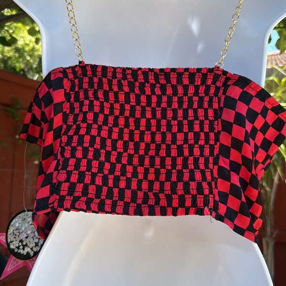 Red and Black Checkered Bustier Top - Picture 2 of 4